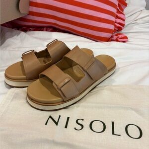 Nisolo Brown Leather Slide Sandals